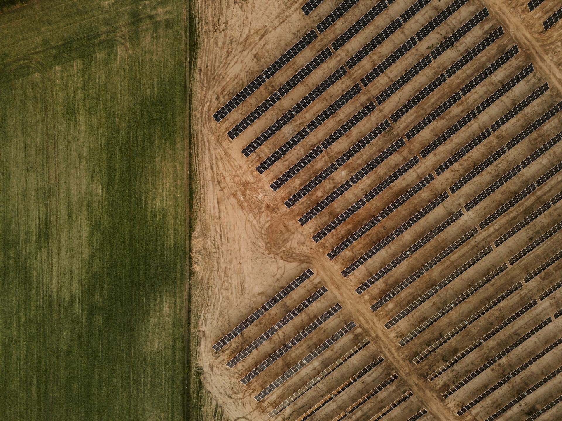 Aerial view of solar farms